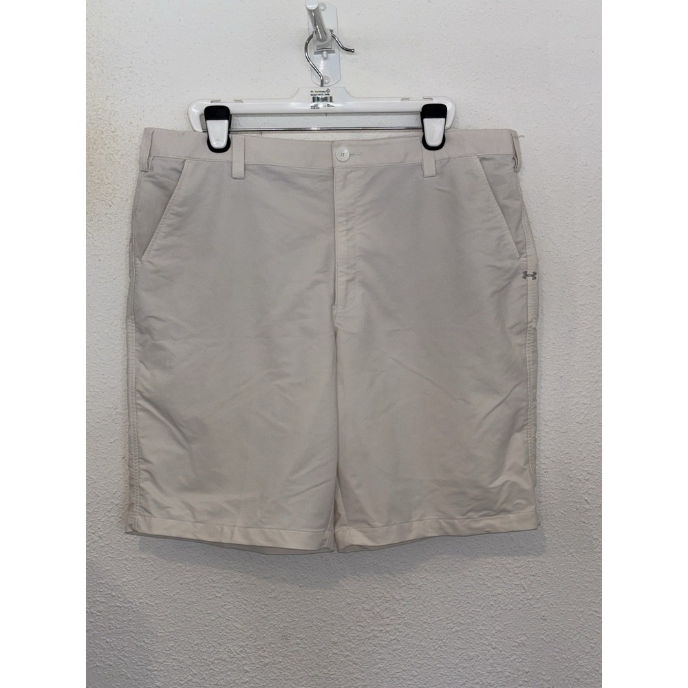 Under Armour Golf Shorts Mens 42, White Performance Stretch Flat Front, Pockets